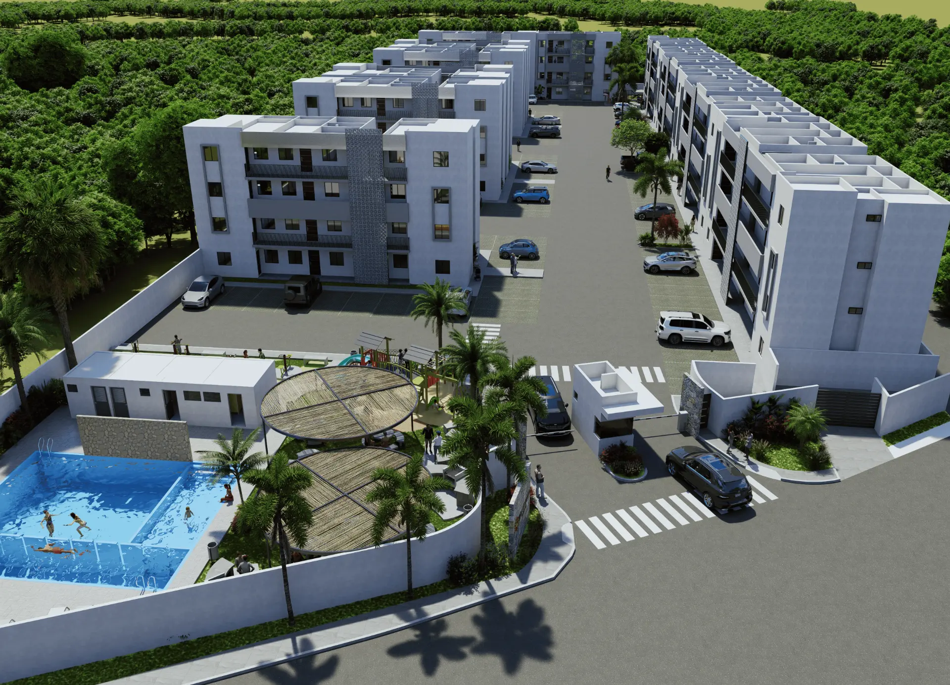 Vista aérea del conjunto Santuario Residencial en Cancún